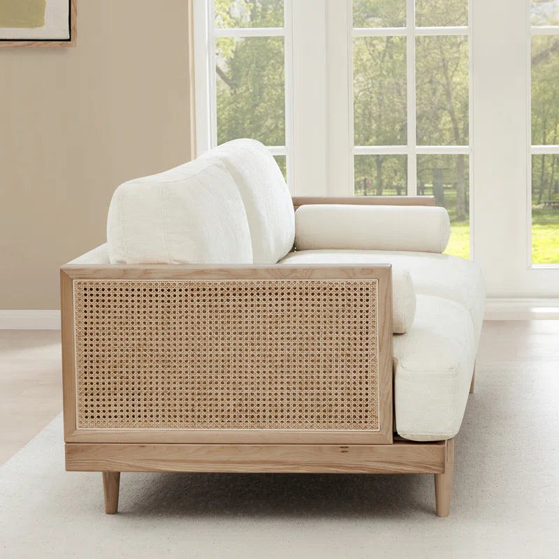 Natural Rattan Upholstered Sofa