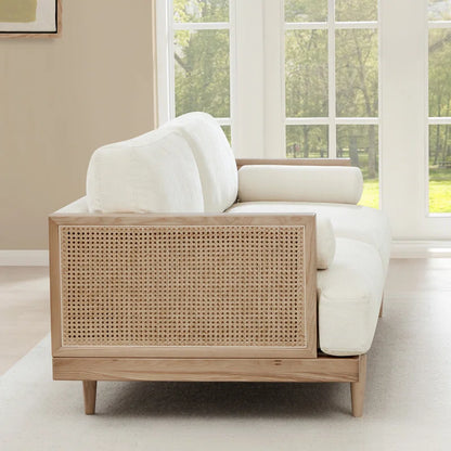 Natural Rattan Upholstered Sofa