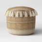 Genna Jute Striped Tassels Pouf