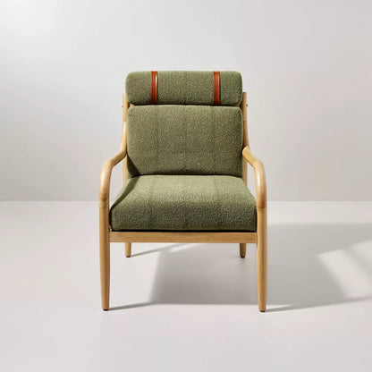 Raw Boucle Upholstered Wood Accent Arm Chair