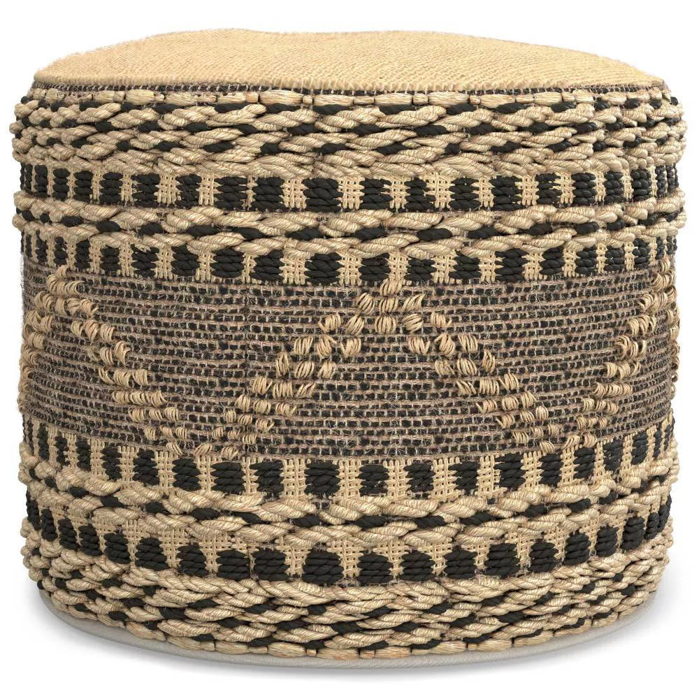 Round Woven Natural Jute Pouf