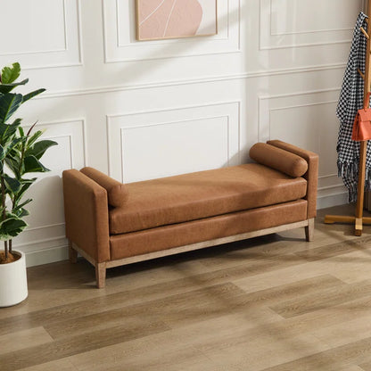Brown Upholstered Bench