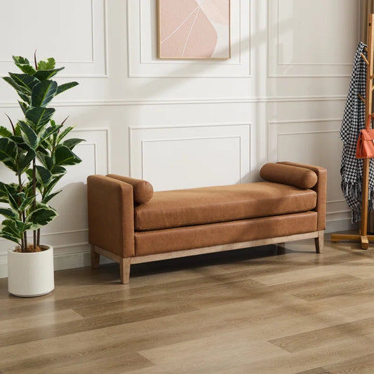 Brown Upholstered Bench
