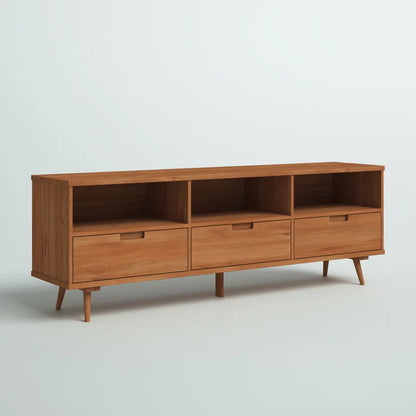 Solid Teak Wood 3-Drawer TV Stand
