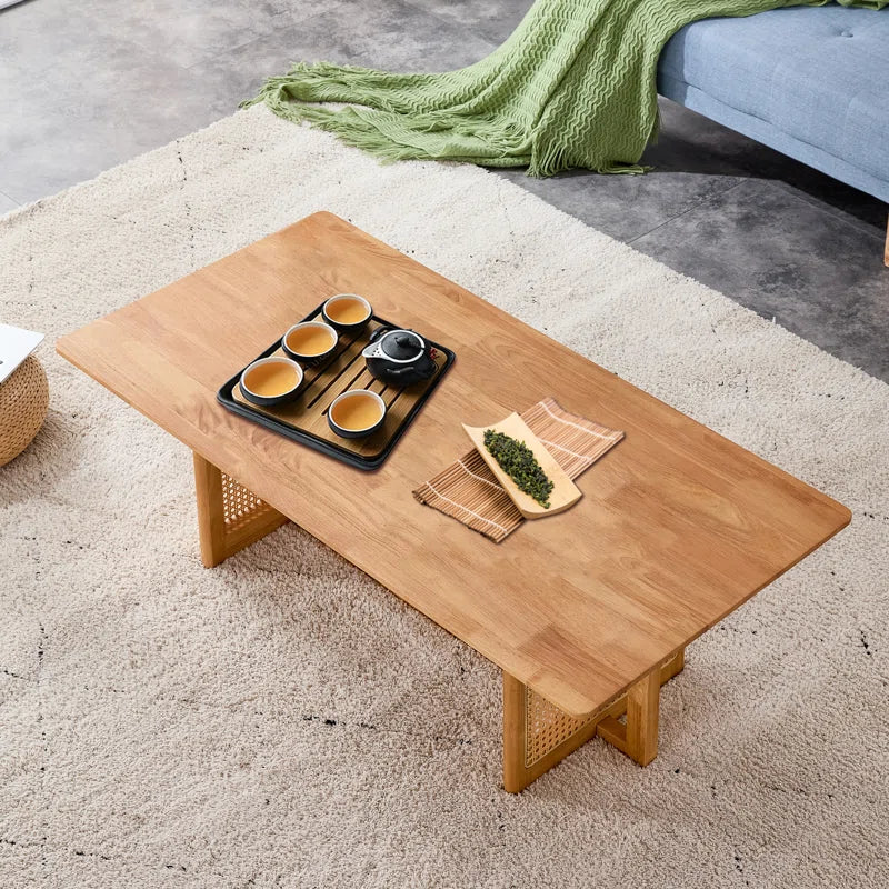 Teak & Rattan Rectangle Coffee Table