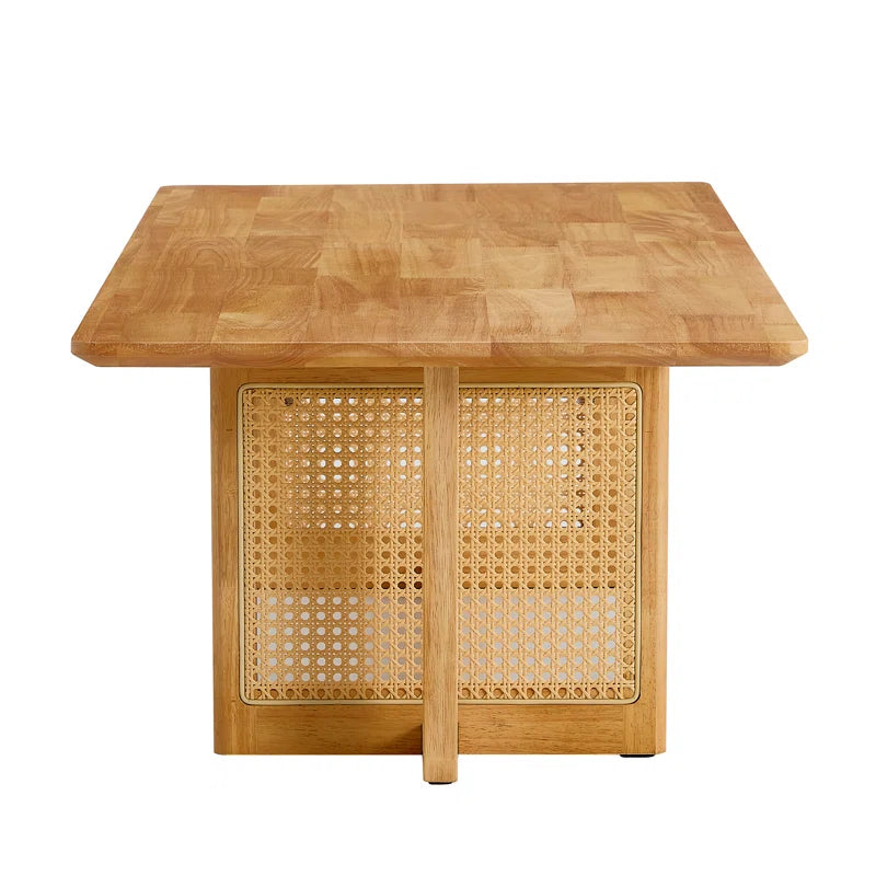 Teak & Rattan Rectangle Coffee Table