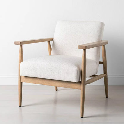 Kanha Upholstered Natural Wood Accent Chair