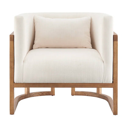Oak Upholstered Barrel Chair