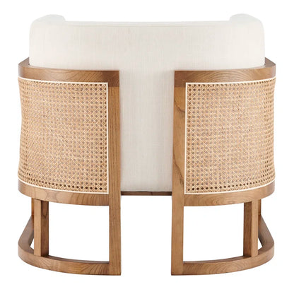 Oak Upholstered Barrel Chair