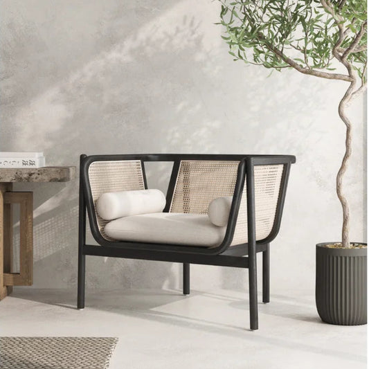 Shelby Rattan Upholstered Armchair