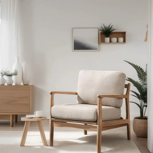 Wide Upholstered Arm Accent Chair with Wooden Frame