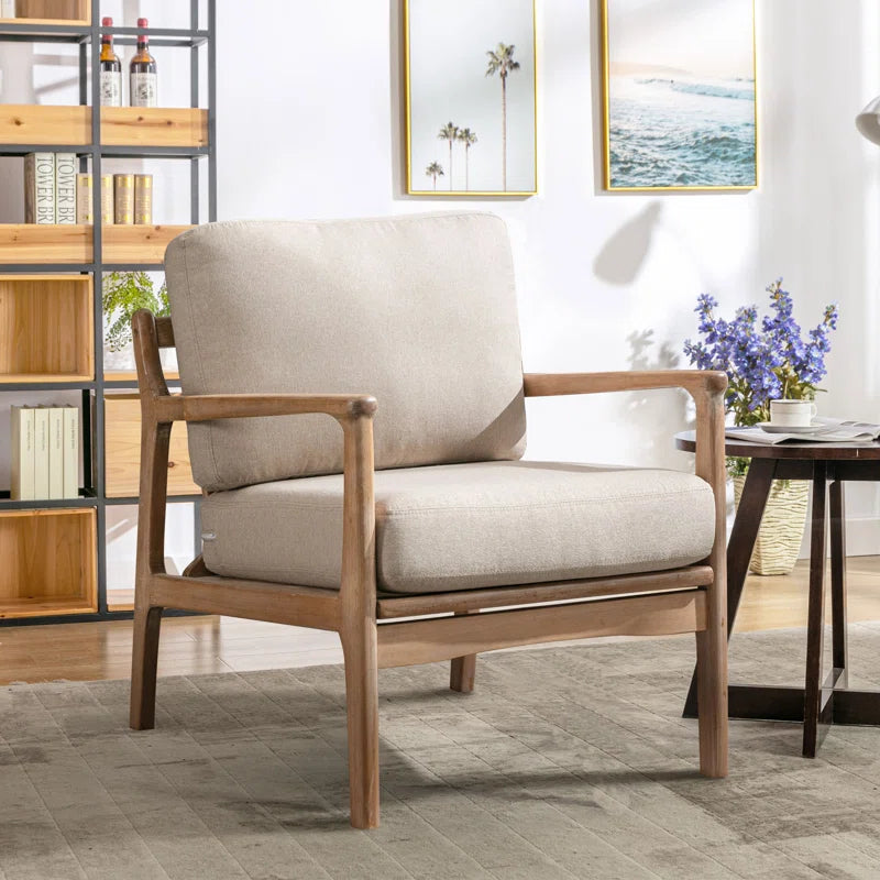 Wide Upholstered Arm Accent Chair with Wooden Frame