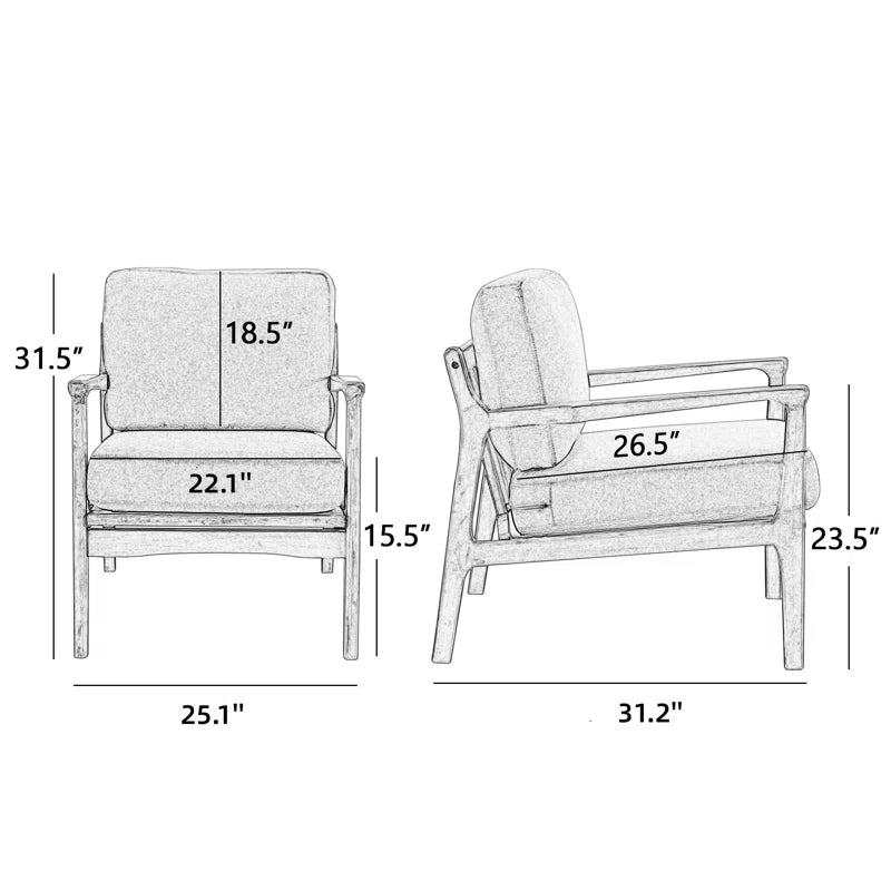 Wide Upholstered Arm Accent Chair with Wooden Frame