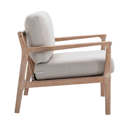 Wide Upholstered Arm Accent Chair with Wooden Frame