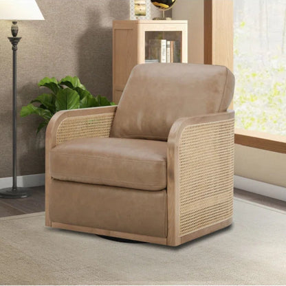 Raha Faux Leather Swivel Armchair