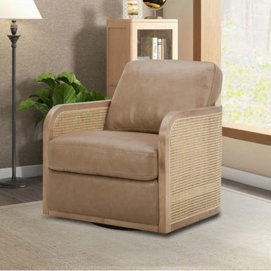 Raha Faux Leather Swivel Armchair