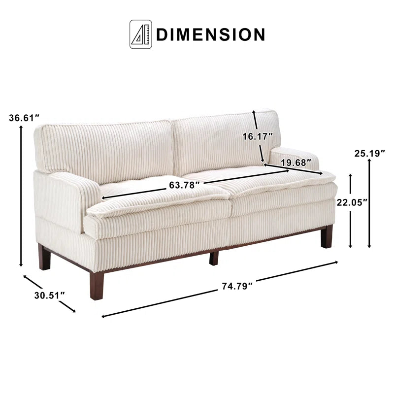 Modern Design Corduroy Upholstered Cushion Sofa