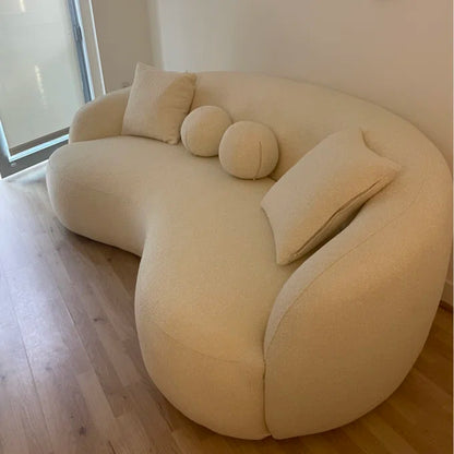 Luxe French Bouclé Curved Sofa