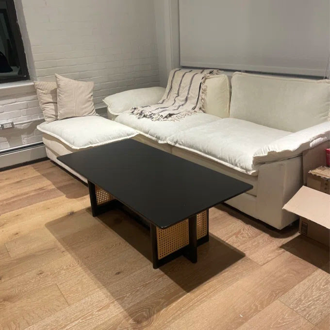 Teak & Rattan Rectangle Coffee Table